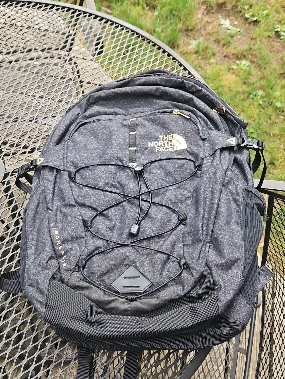 The North Face Heathered Charcoal Men's Backpack with Bungee Cord